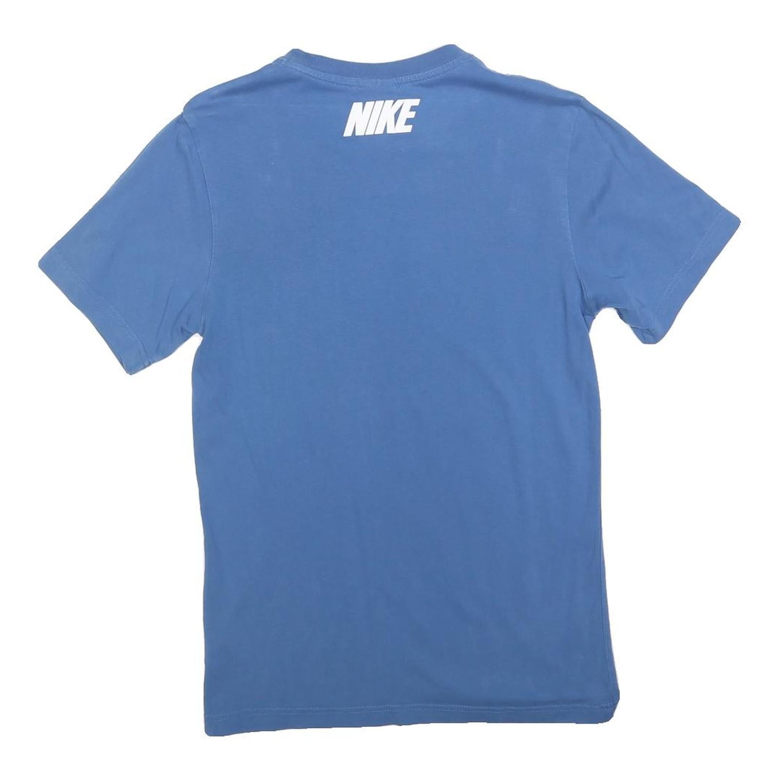 NIKE Mens Blue White Logo Tape Sleeve Graphic T-Shirt XS Crew Neck Short Sleeve