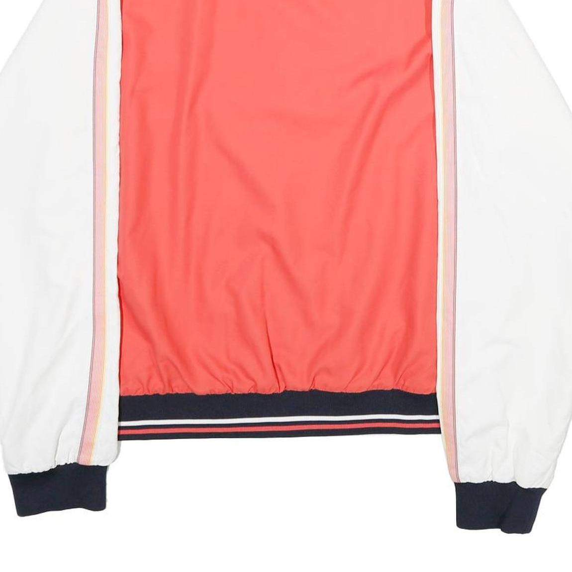 ASICS Womens Coral & White Track Jacket L Polyester Zip Striped Trim Sportswear