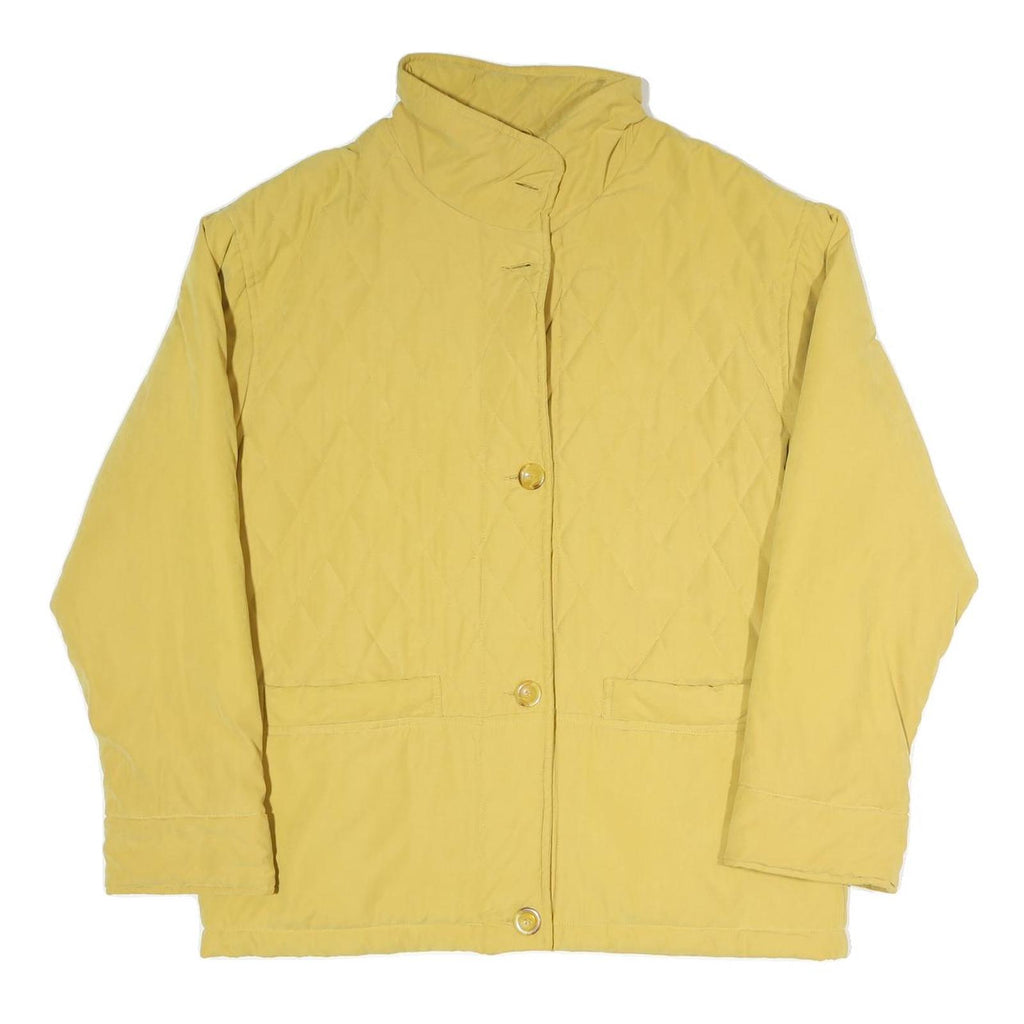 CITYLIFE Womens Yellow Quilted Button Jacket XL Polyester Blend Classic