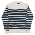 NAUTICA Womens Patterned Jumper Cream Striped Tight Knit L