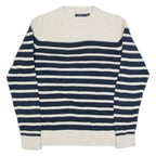 NAUTICA Womens Patterned Jumper Cream Striped Tight Knit L