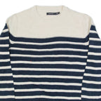 NAUTICA Womens Patterned Jumper Cream Striped Tight Knit L