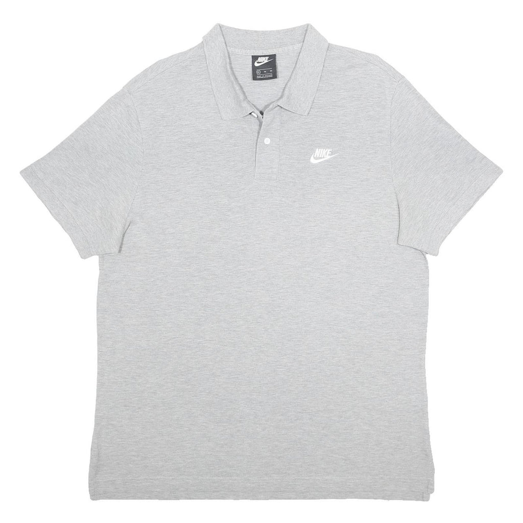 NIKE Mens Grey Polo Shirt XL Cotton Short Sleeve Plain Casual Sportswear