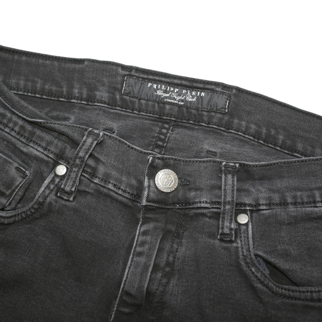 PHILIPP PLEIN Mens Black Regular Skinny Denim W30 L33 Button Cotton Blend