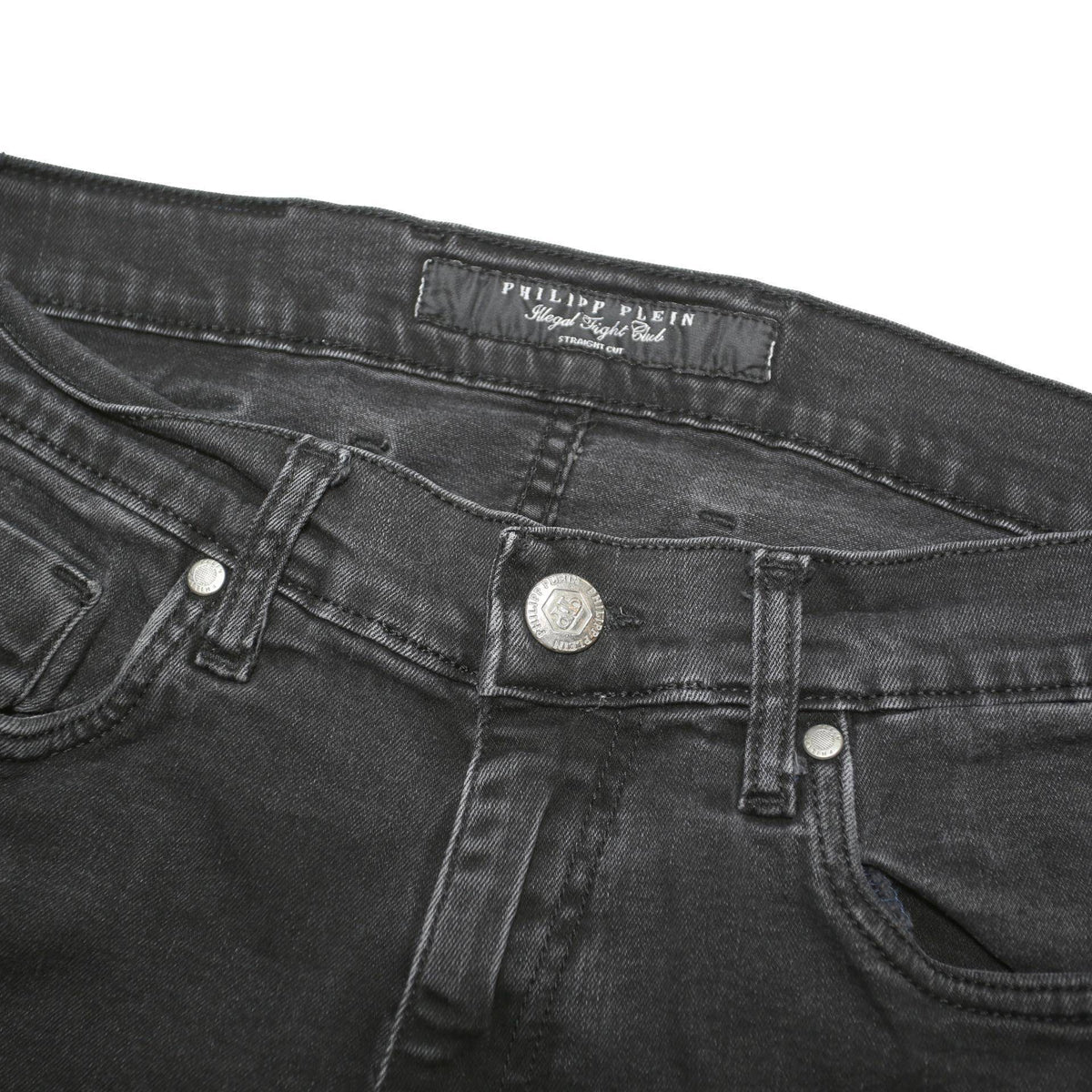 PHILIPP PLEIN Mens Black Regular Skinny Denim W30 L33 Button Cotton Blend