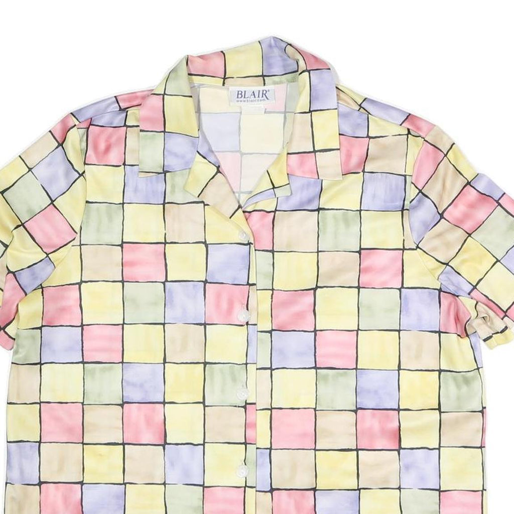 BLAIR Womens Pastel Yellow & Multicolour Check Printed Shirt Short Sleeve