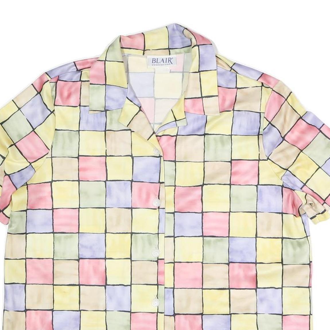 BLAIR Womens Pastel Yellow & Multicolour Check Printed Shirt Short Sleeve
