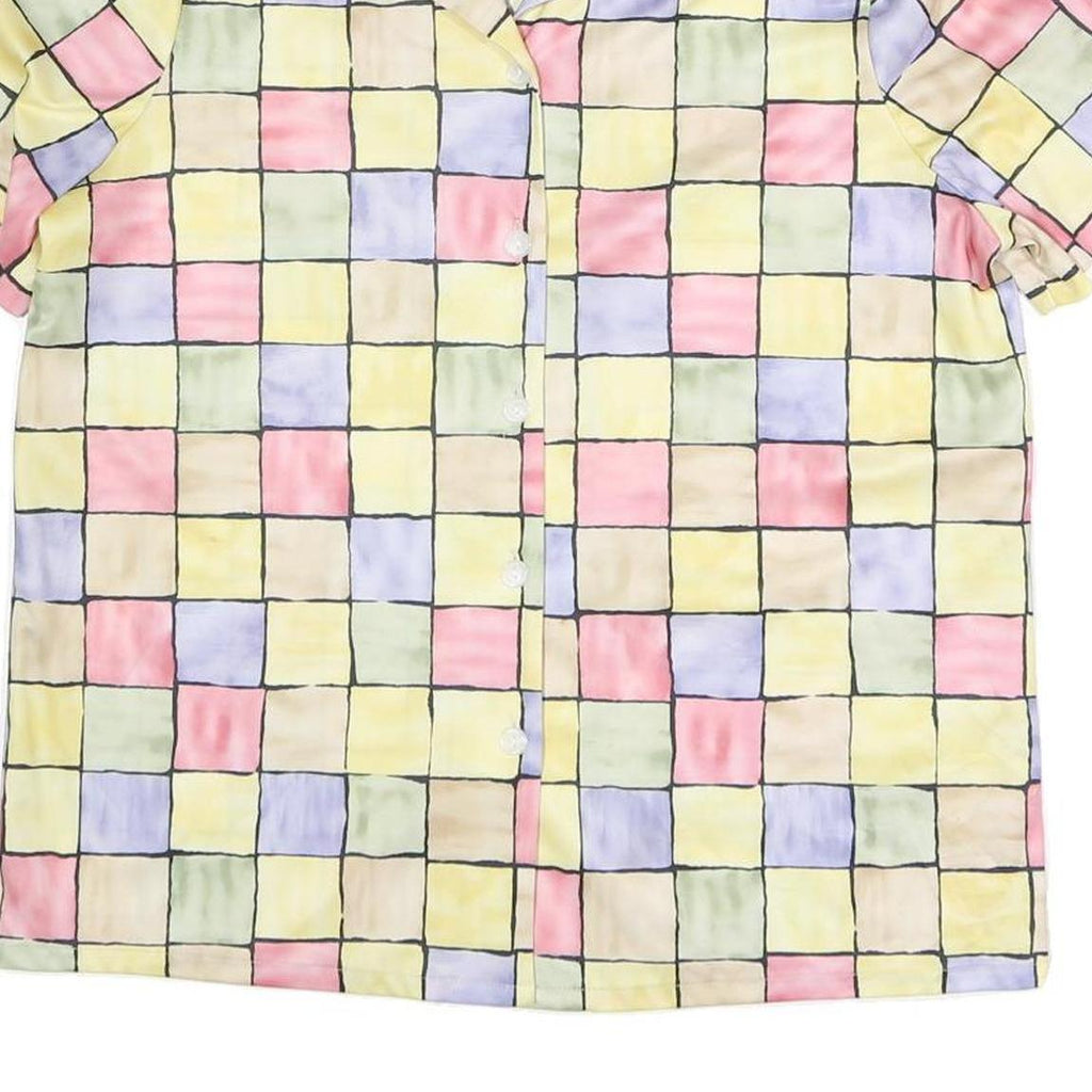 BLAIR Womens Pastel Yellow & Multicolour Check Printed Shirt Short Sleeve