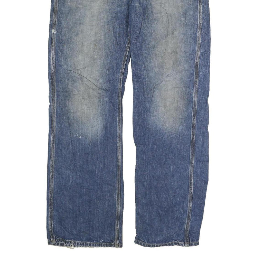 CARHARTT Mens Regular Fit Blue Denim Jeans W33 L34 Faded Button Closure Classic