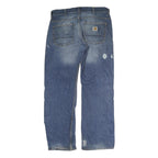CARHARTT Mens Regular Fit Blue Denim Jeans W33 L34 Faded Button Closure Classic