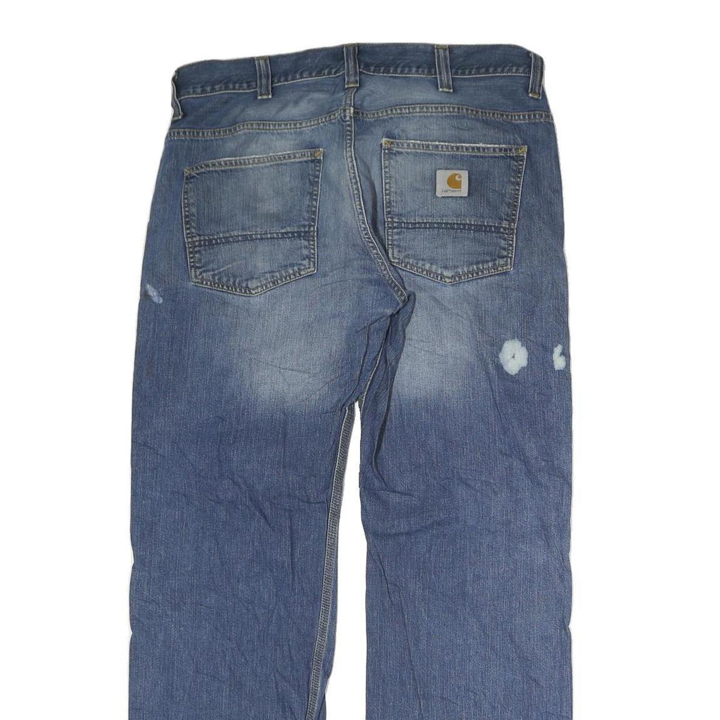 CARHARTT Mens Regular Fit Blue Denim Jeans W33 L34 Faded Button Closure Classic