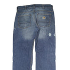 CARHARTT Mens Regular Fit Blue Denim Jeans W33 L34 Faded Button Closure Classic
