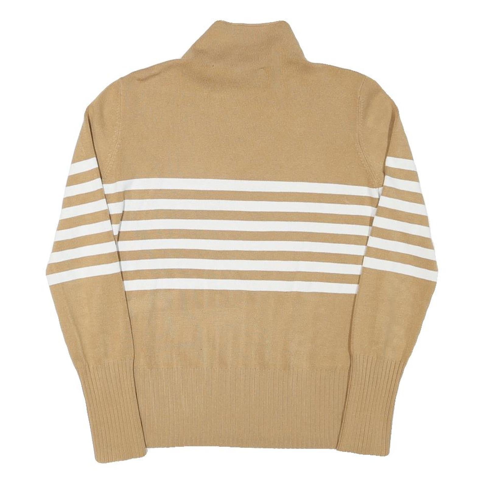 FRENCH CONNECTION Womens Beige & White Patterned Jumper Roll Neck Basic Knit L