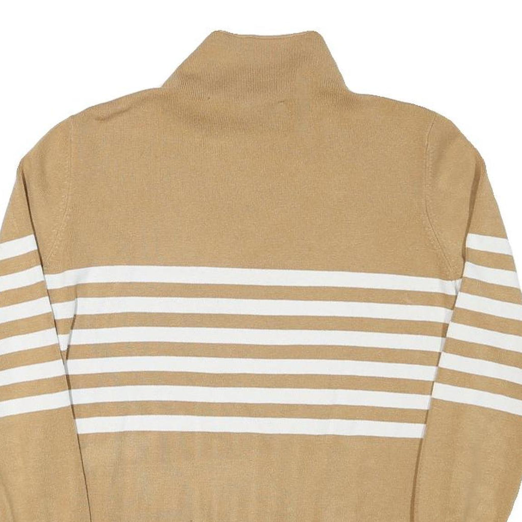 FRENCH CONNECTION Womens Beige & White Patterned Jumper Roll Neck Basic Knit L