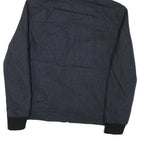 GUESS Mens Blue Black Hooded Cotton Blend Zip Jacket XL Herringbone Casual