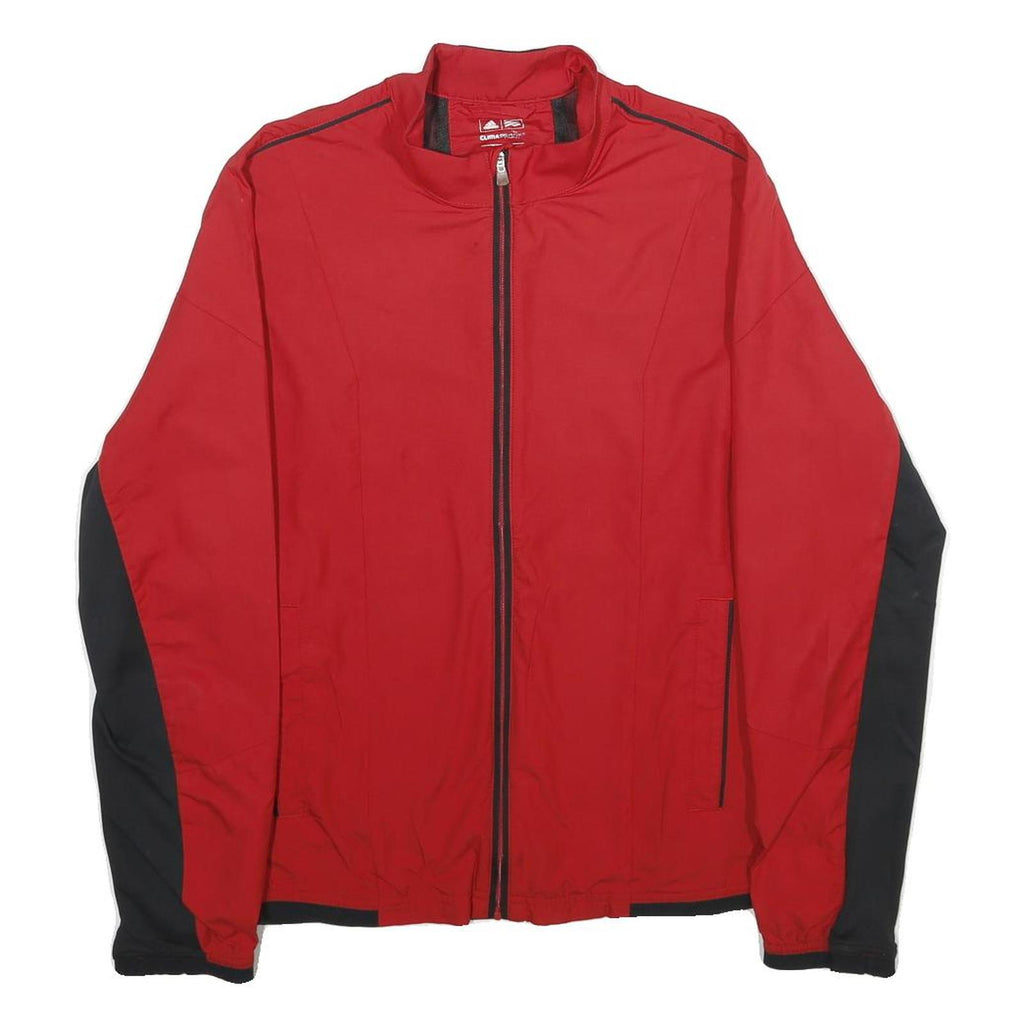 ADIDAS Womens Red & Black Track Jacket M Polyester Zip Plain Sportswear