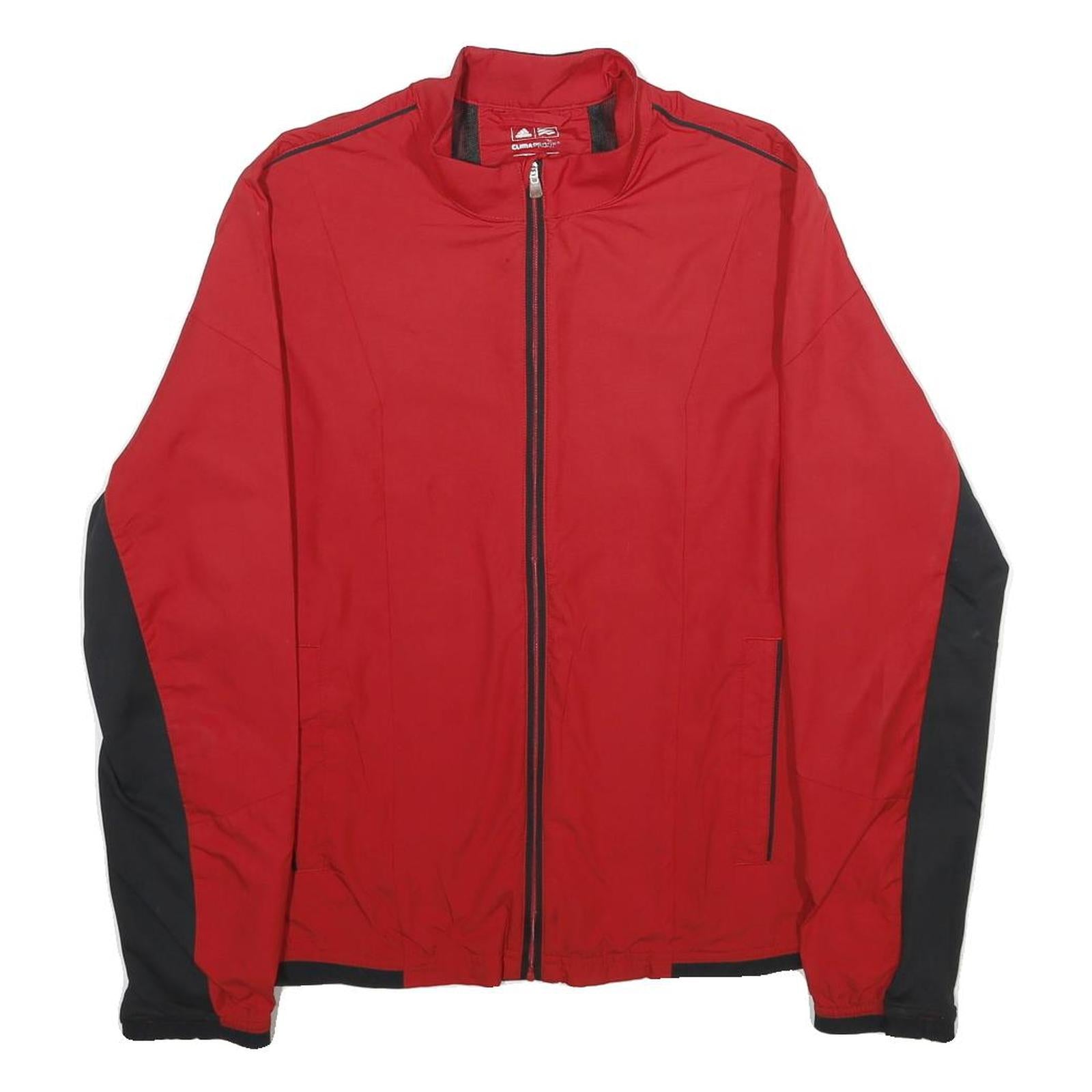 ADIDAS Womens Red & Black Track Jacket M Polyester Zip Plain Sportswear