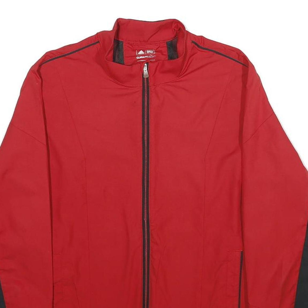 ADIDAS Womens Red & Black Track Jacket M Polyester Zip Plain Sportswear