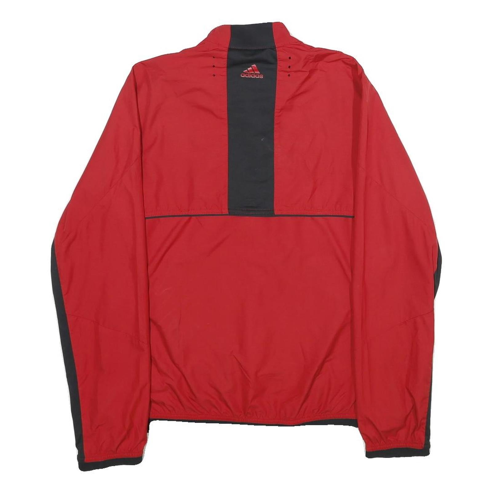 ADIDAS Womens Red & Black Track Jacket M Polyester Zip Plain Sportswear