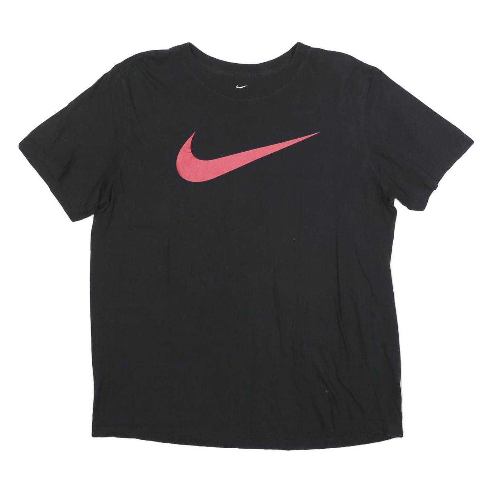NIKE Womens Black T-Shirt L Short Sleeve Crew Neck Cotton Blend Sportswear