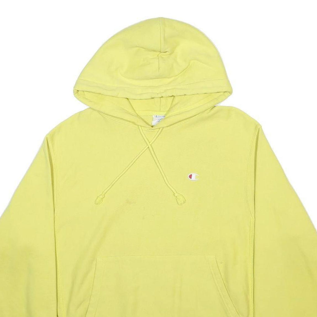 CHAMPION REVERSE WEAVE Womens Yellow Pullover Hoodie M Cotton Blend Casual Wear