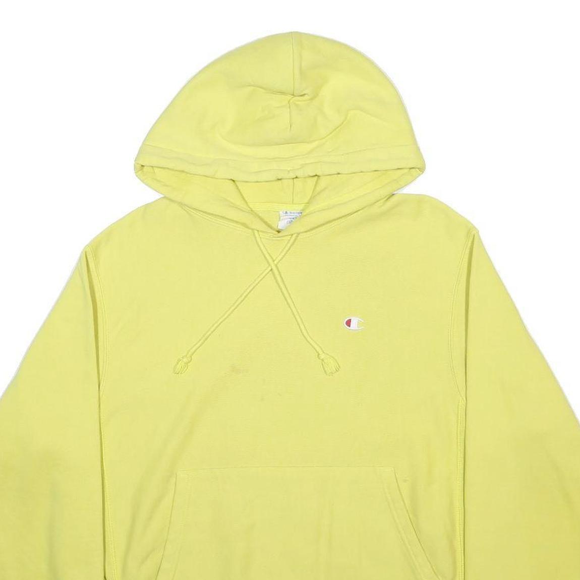 CHAMPION REVERSE WEAVE Womens Yellow Pullover Hoodie M Cotton Blend Casual Wear