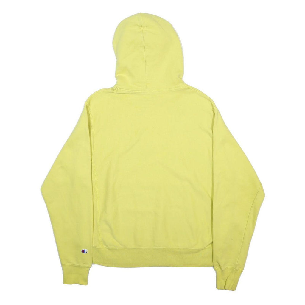CHAMPION REVERSE WEAVE Womens Yellow Pullover Hoodie M Cotton Blend Casual Wear