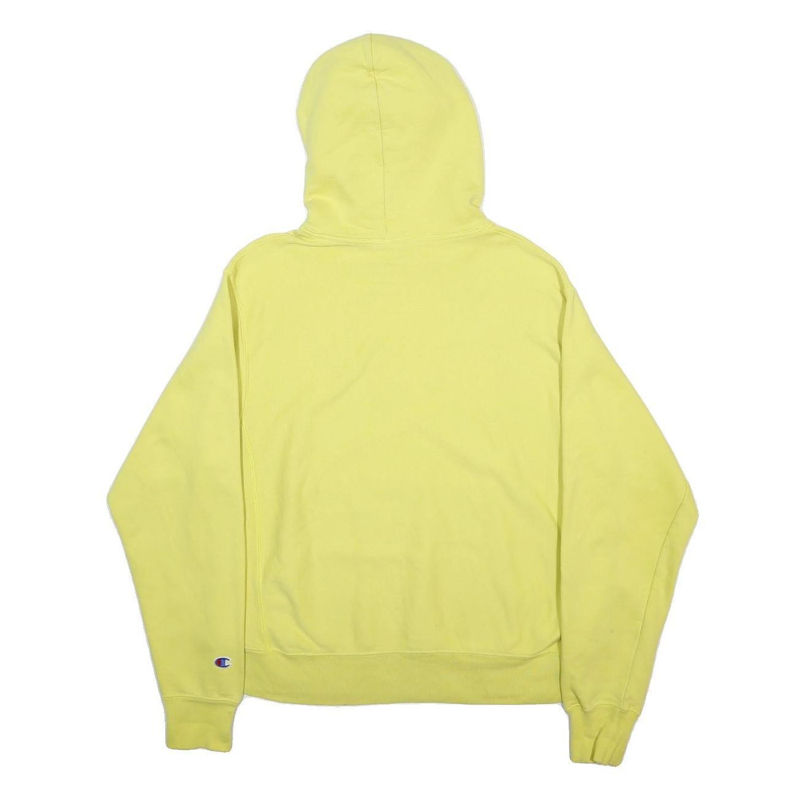 CHAMPION REVERSE WEAVE Womens Yellow Pullover Hoodie M Cotton Blend Casual Wear