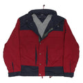 TOMMY HILFIGER Mens Red & Navy Zip Jacket L Polyester Blend Colourblock Casual