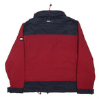 TOMMY HILFIGER Mens Red & Navy Zip Jacket L Polyester Blend Colourblock Casual