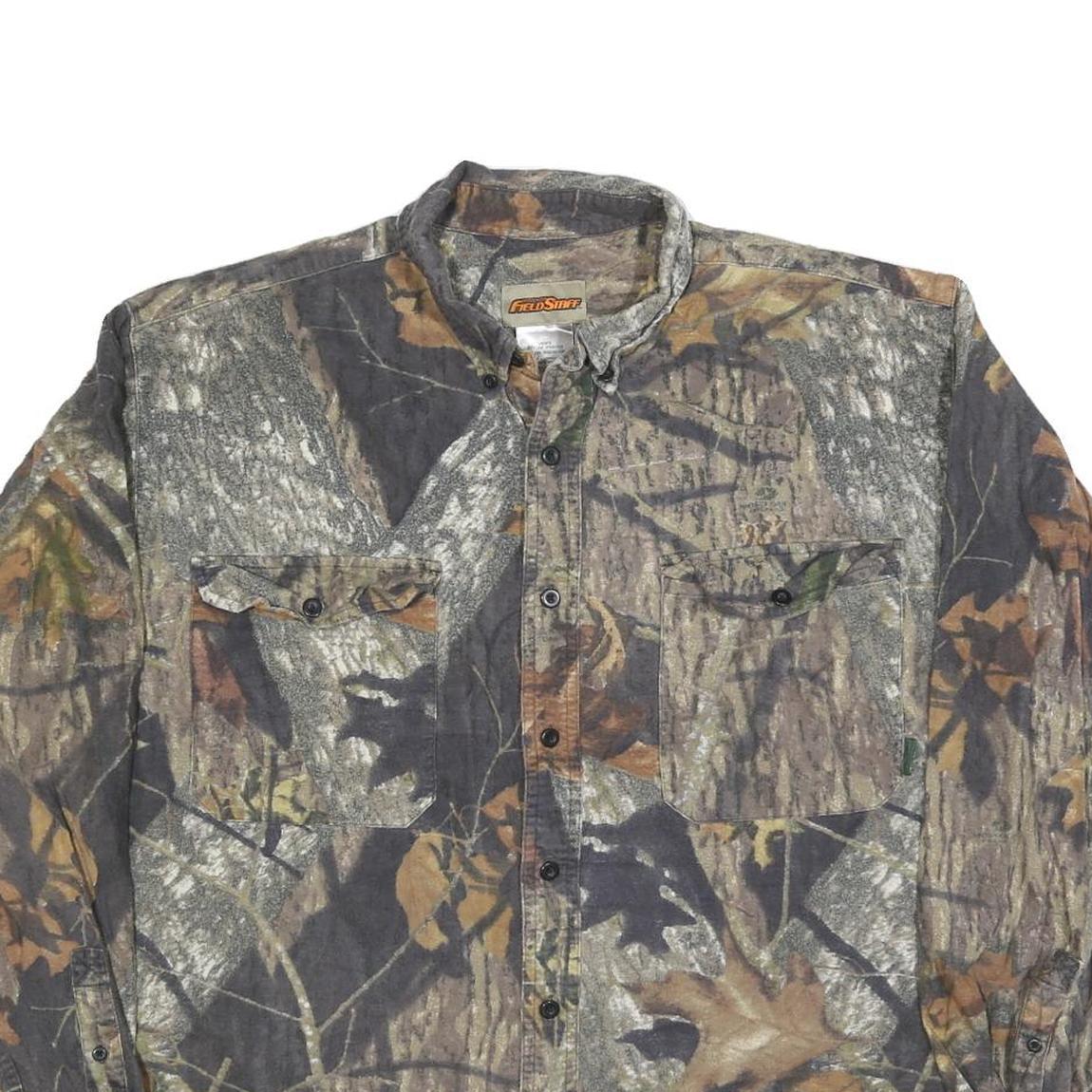 FIELD STAFF Mens Brown & Green Camouflage Shirt XL Cotton Blend Casual Work