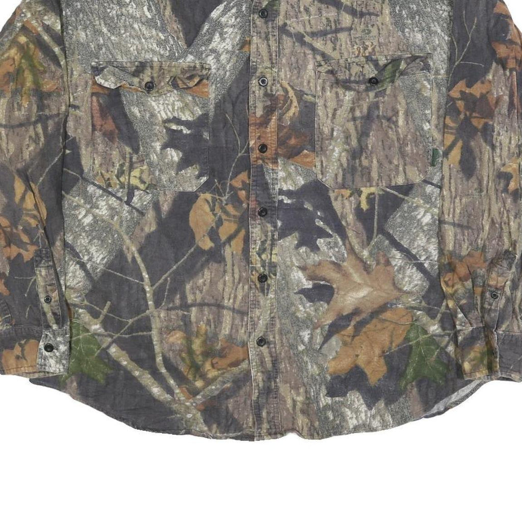 FIELD STAFF Mens Brown & Green Camouflage Shirt XL Cotton Blend Casual Work