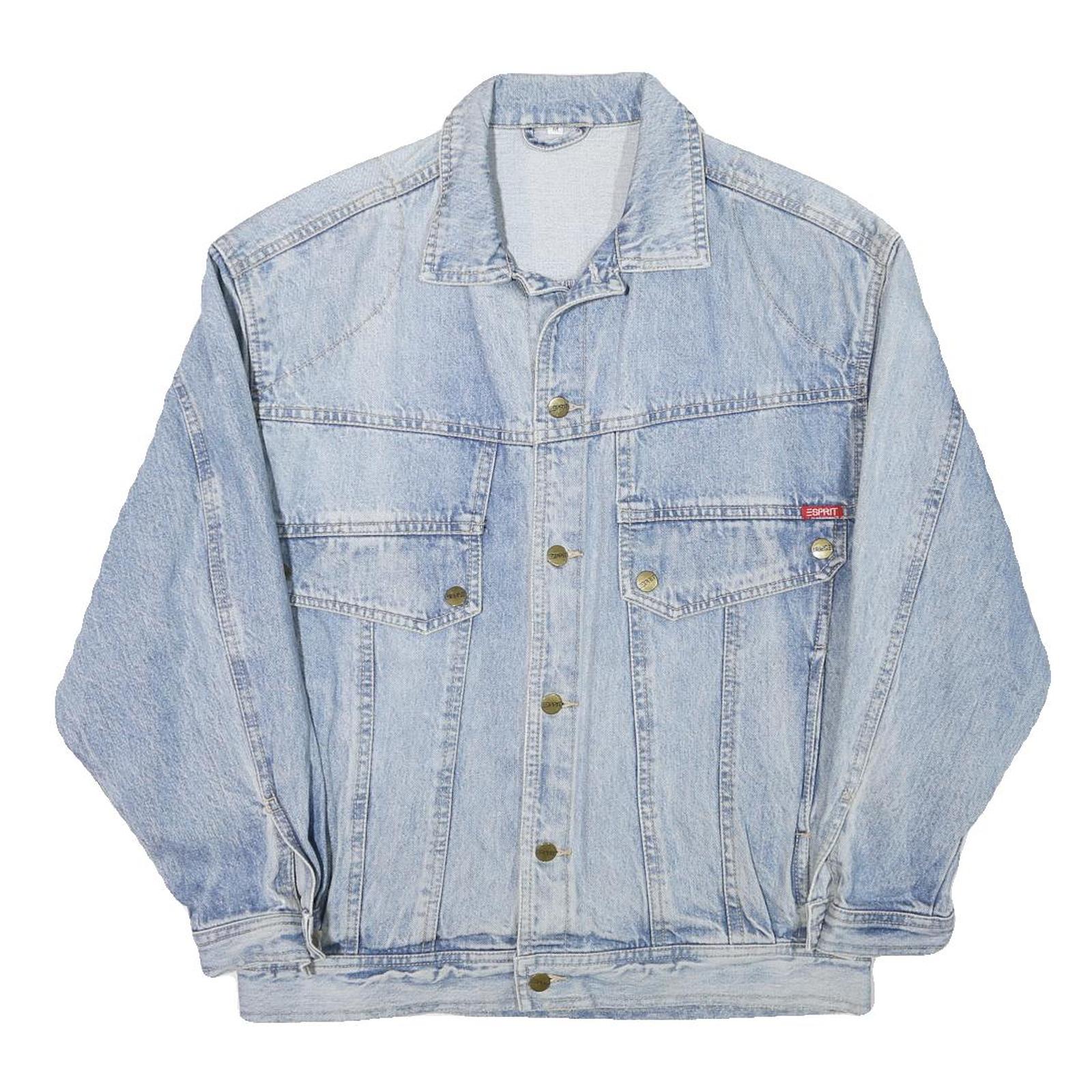 ESPRIT Mens Blue Denim Jacket M Cotton Blend Classic Button Closure Casual
