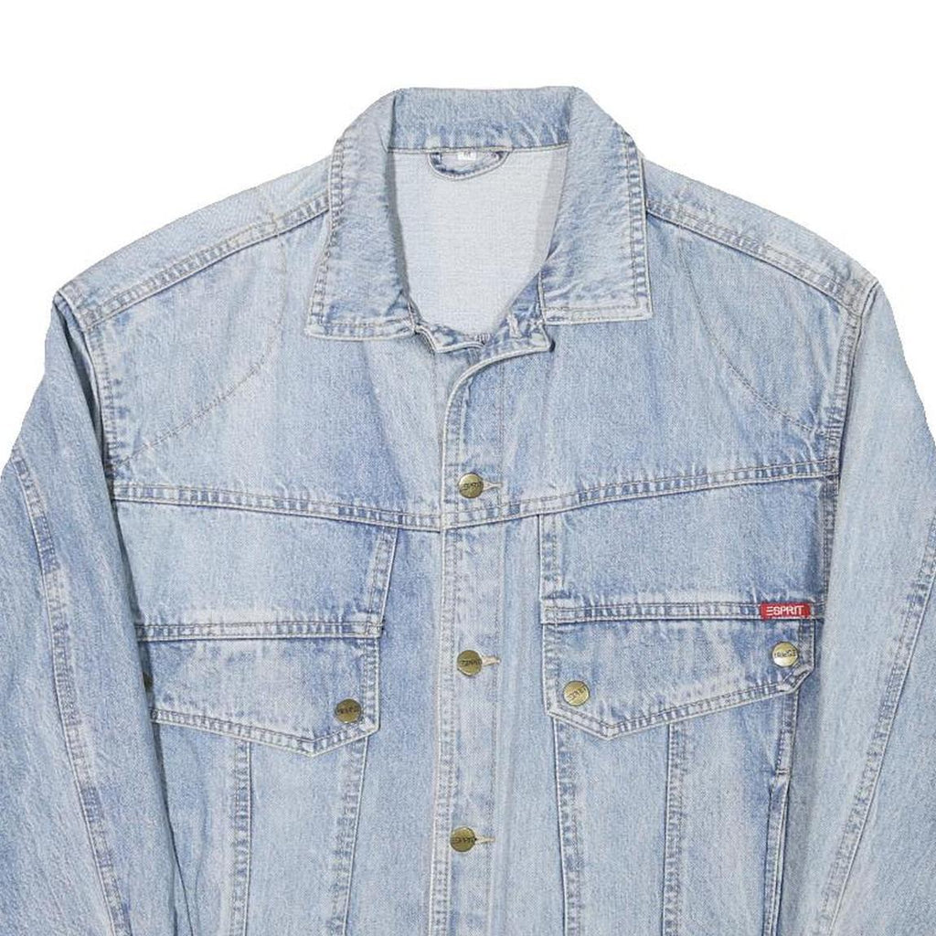 ESPRIT Mens Blue Denim Jacket M Cotton Blend Classic Button Closure Casual