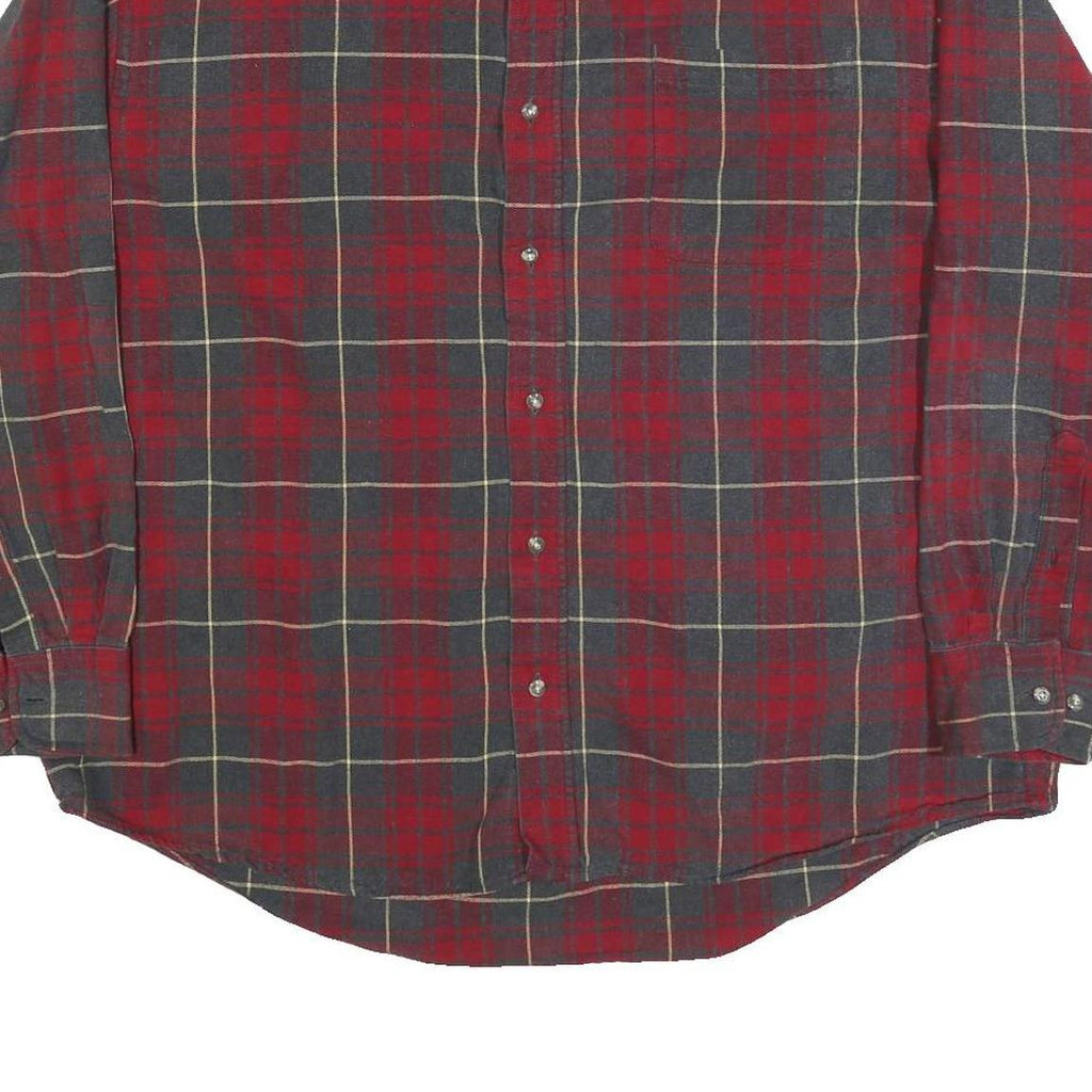 REED EDWARD Mens Red & Grey Check Shirt XL Button-Down Collar Long Sleeve Casual