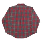 REED EDWARD Mens Red & Grey Check Shirt XL Button-Down Collar Long Sleeve Casual