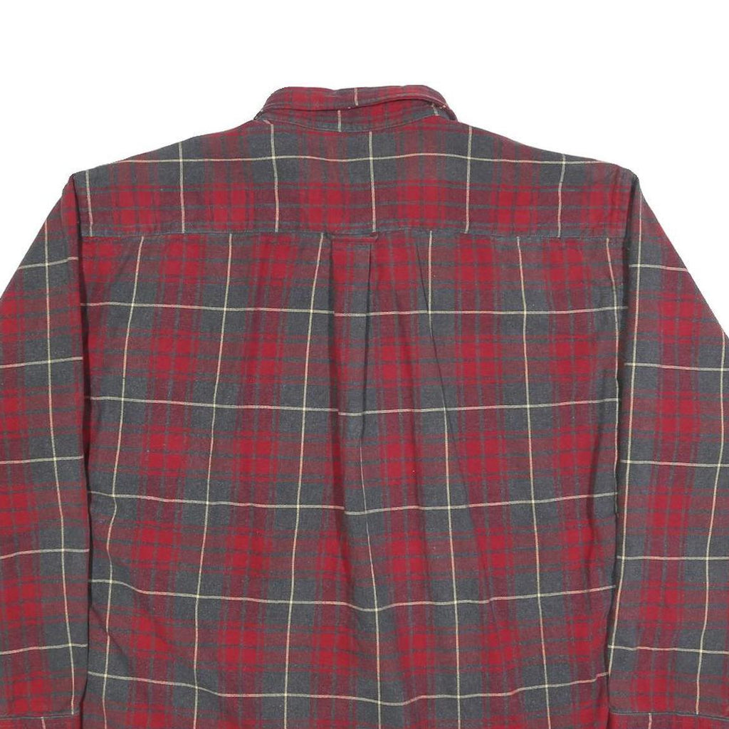 REED EDWARD Mens Red & Grey Check Shirt XL Button-Down Collar Long Sleeve Casual