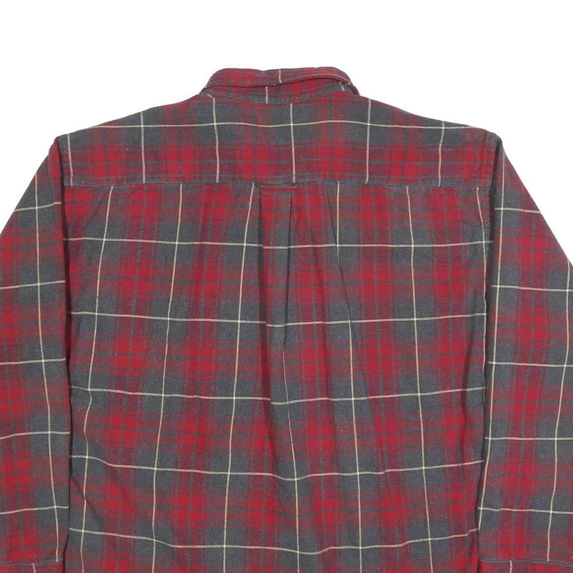 REED EDWARD Mens Red & Grey Check Shirt XL Button-Down Collar Long Sleeve Casual