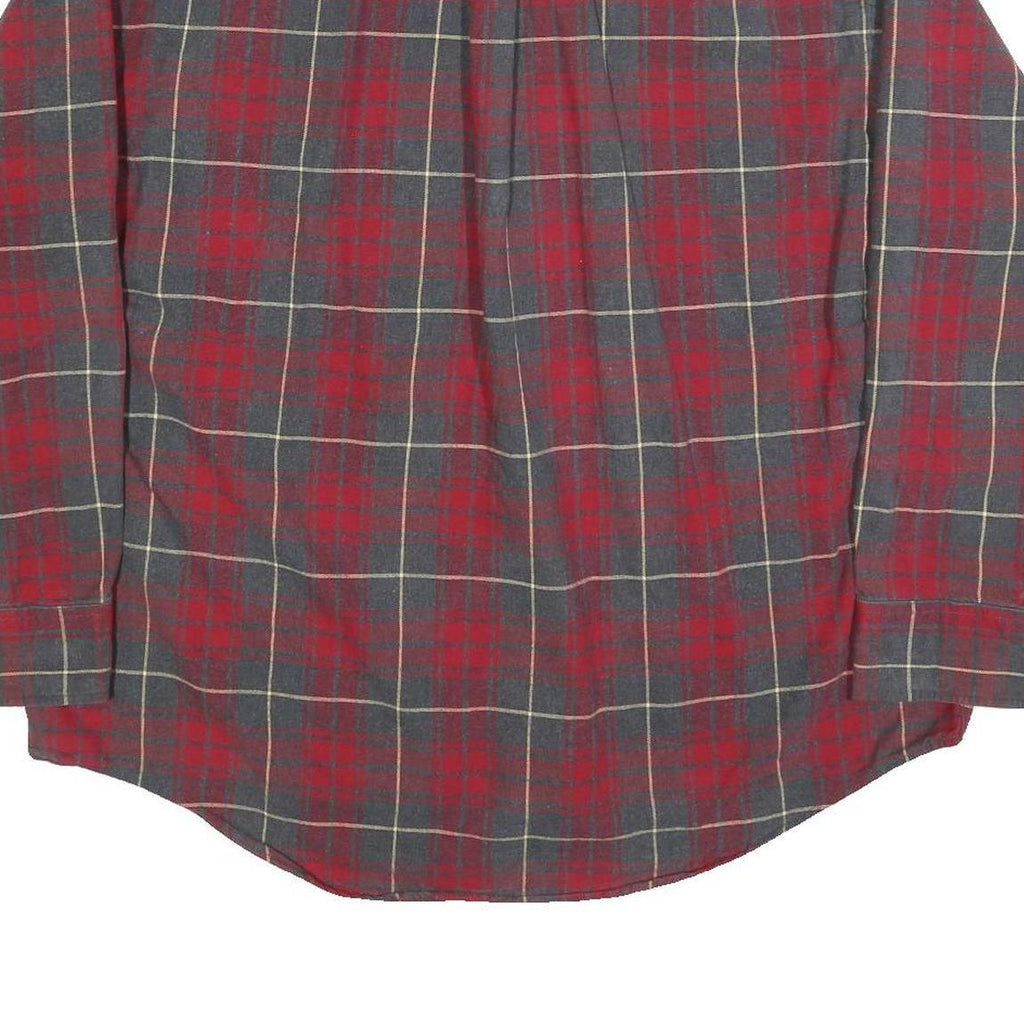 REED EDWARD Mens Red & Grey Check Shirt XL Button-Down Collar Long Sleeve Casual