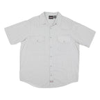 DICKIES Mens Grey & White Striped Casual Shirt 2XL Cotton Blend Short Sleeve