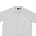 DICKIES Mens Grey & White Striped Casual Shirt 2XL Cotton Blend Short Sleeve