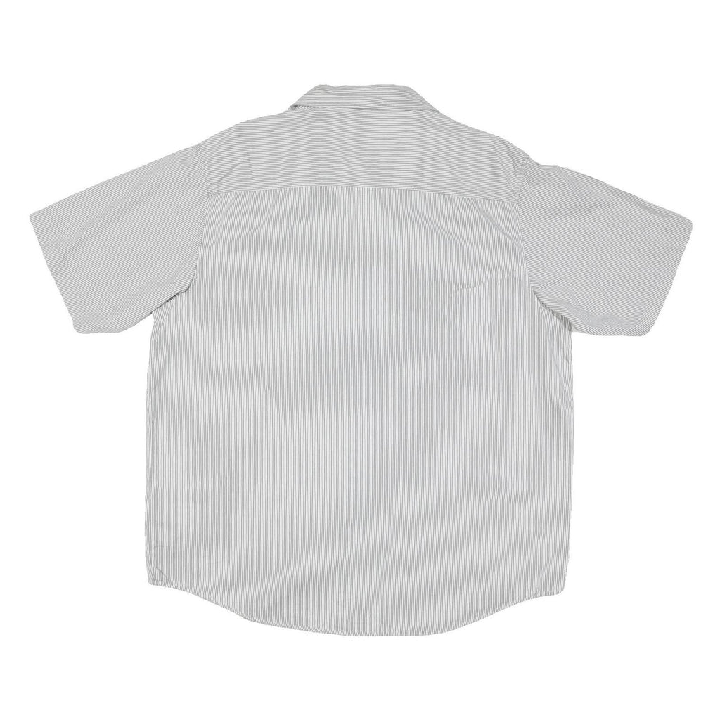 DICKIES Mens Grey & White Striped Casual Shirt 2XL Cotton Blend Short Sleeve