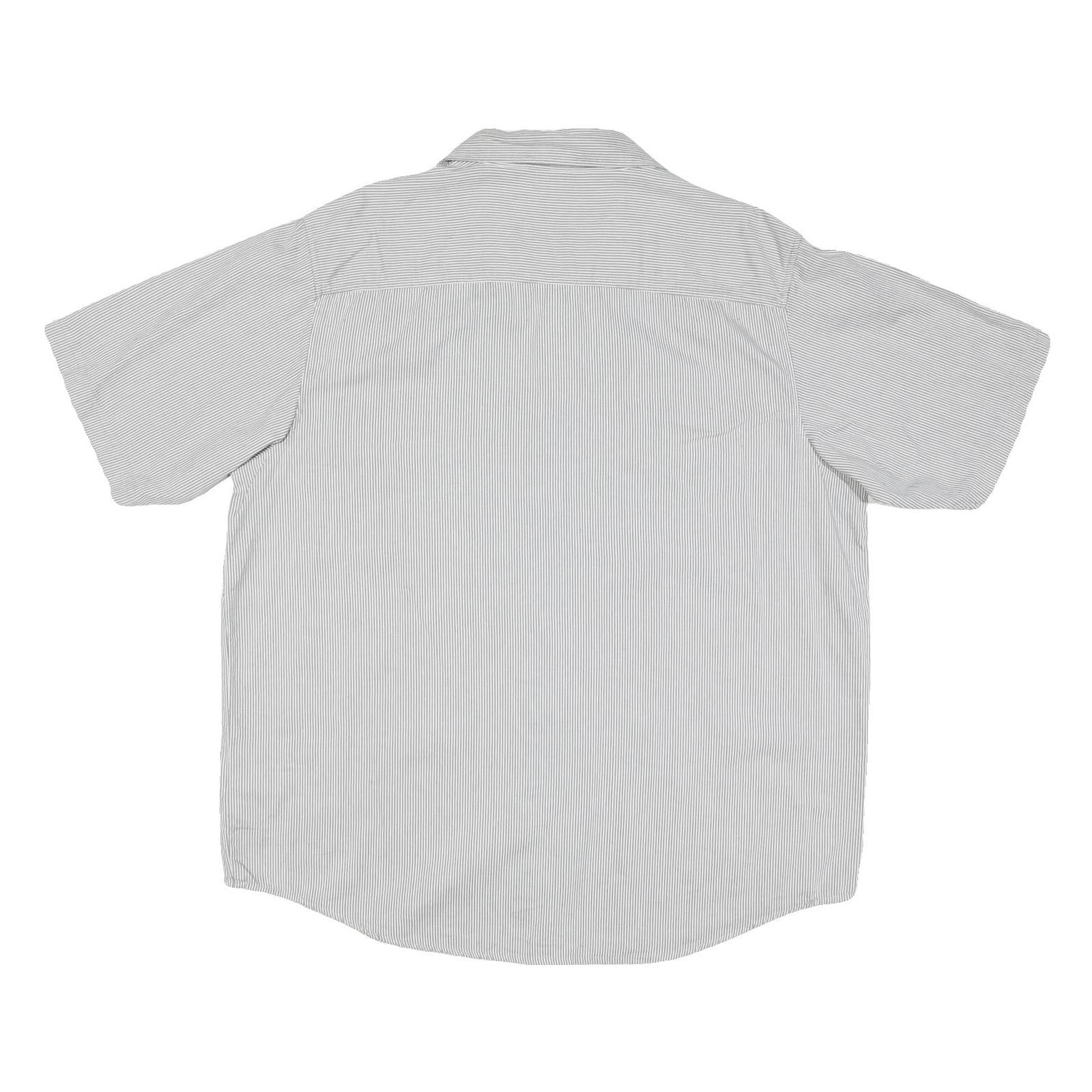 DICKIES Mens Grey & White Striped Casual Shirt 2XL Cotton Blend Short Sleeve