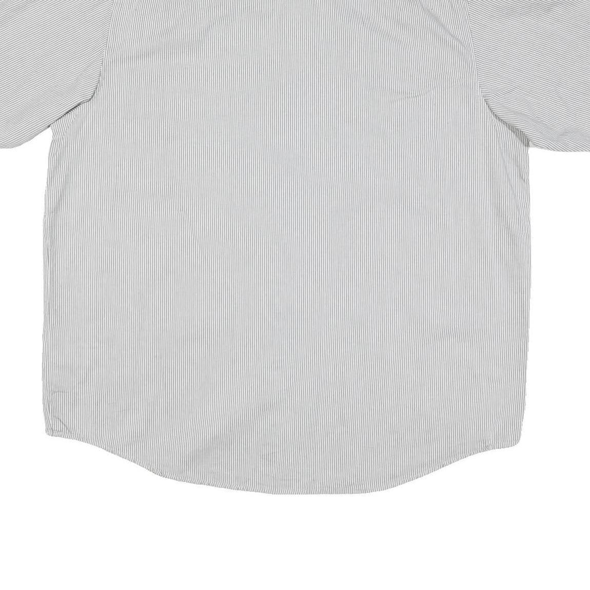 DICKIES Mens Grey & White Striped Casual Shirt 2XL Cotton Blend Short Sleeve