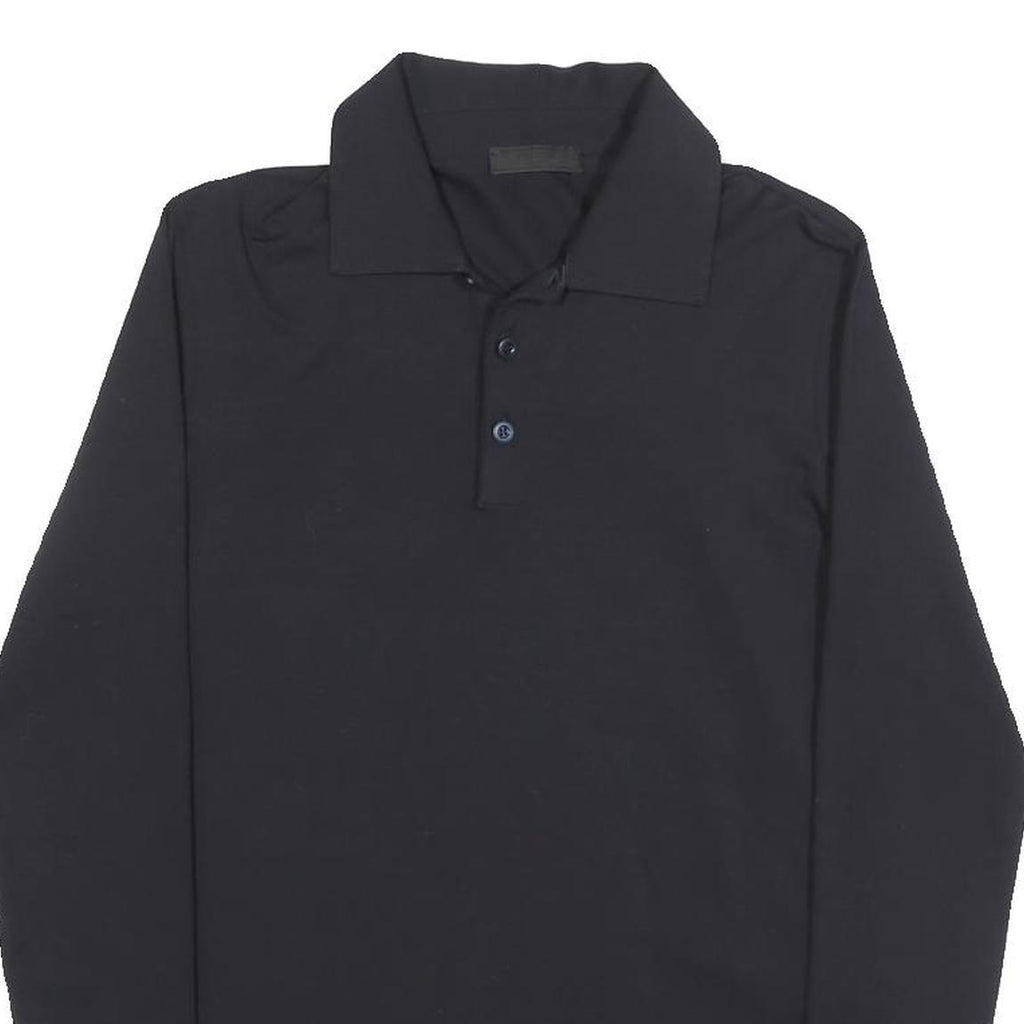 PRADA Mens Black Long Sleeve Plain Polo Shirt XS Cotton Blend Classic