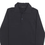 PRADA Mens Black Long Sleeve Plain Polo Shirt XS Cotton Blend Classic