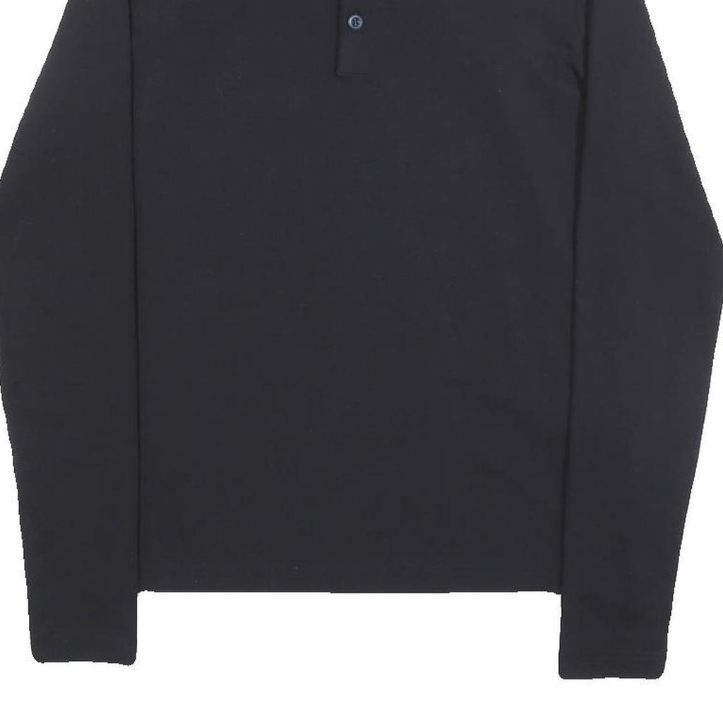 PRADA Mens Black Long Sleeve Plain Polo Shirt XS Cotton Blend Classic