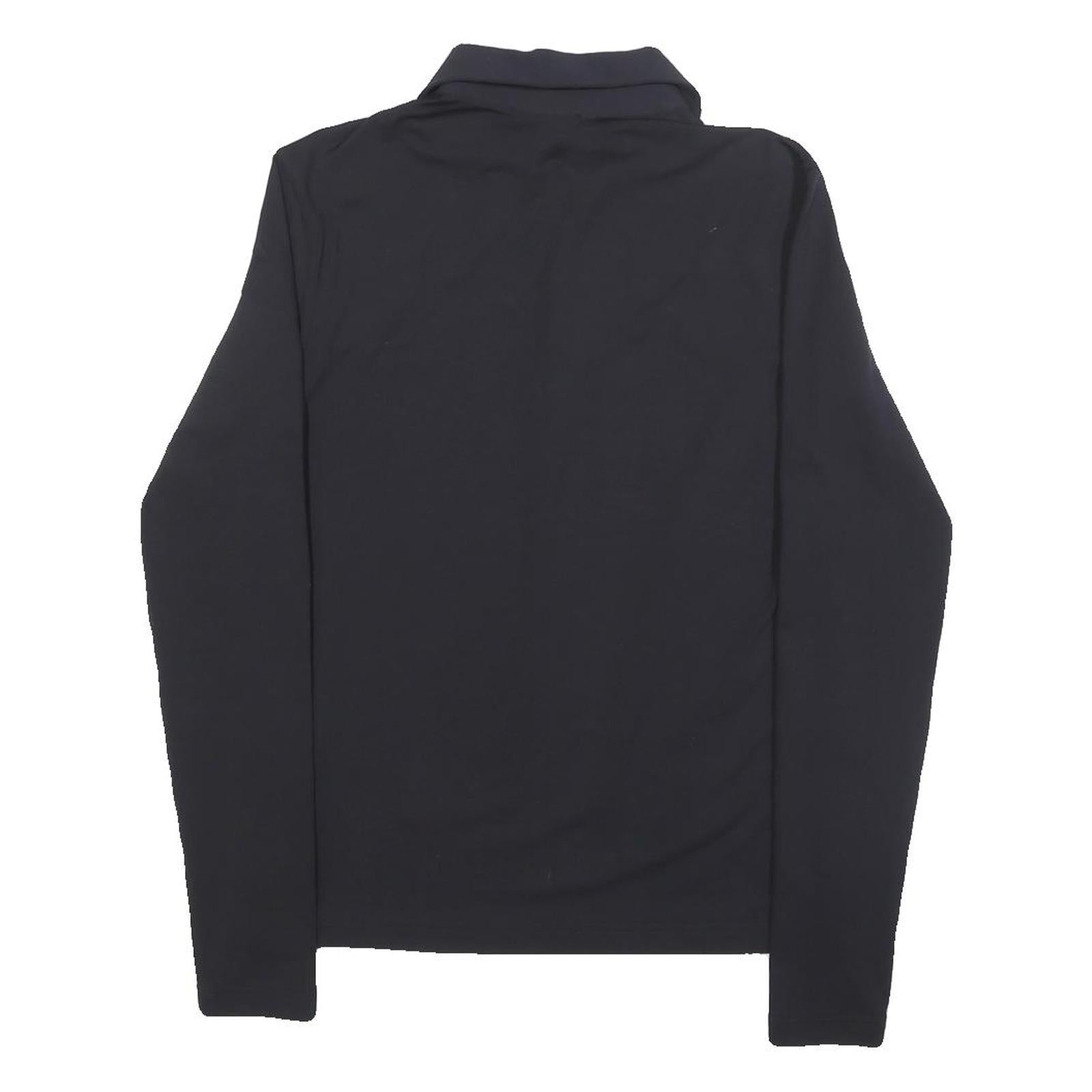 PRADA Mens Black Long Sleeve Plain Polo Shirt XS Cotton Blend Classic