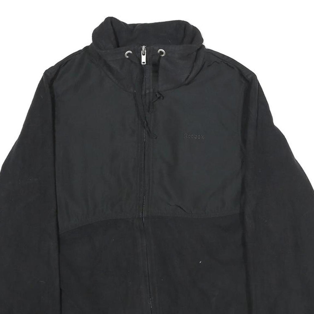 REEBOK Womens Black Polyester Jacket M Zip Plain Casual Everyday