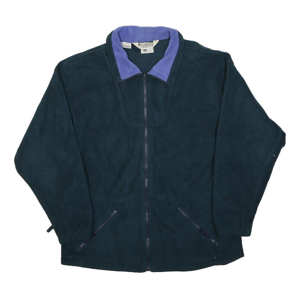 COLUMBIA Womens Blue & Purple Fleece Jacket M Polyester Zip Outdoor Casual